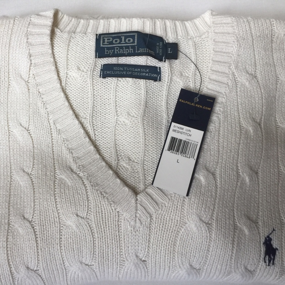 SOLD!!! NWT$185 Polo Ralph Lauren Silk Sweater L - Picture 4 of 9